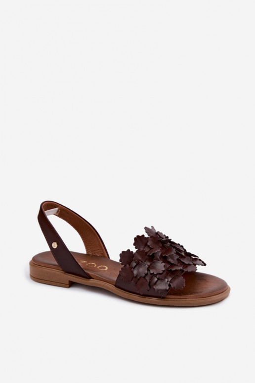 Sandales pour femmes à talons larges Zazoo 40468 en chocolat