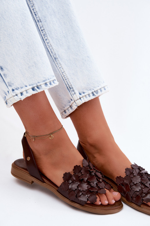 Sandales pour femmes à talons larges Zazoo 40468 en chocolat