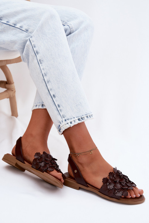 Sandales pour femmes à talons larges Zazoo 40468 en chocolat