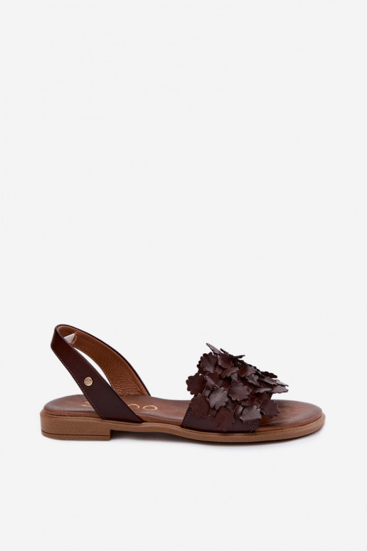Sandales pour femmes à talons larges Zazoo 40468 en chocolat