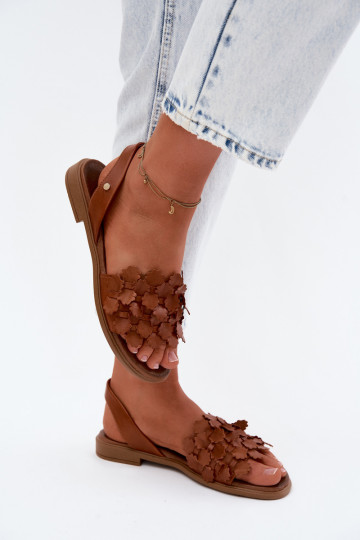 Sandales pour femmes à talons larges Zazoo 40468 en brun