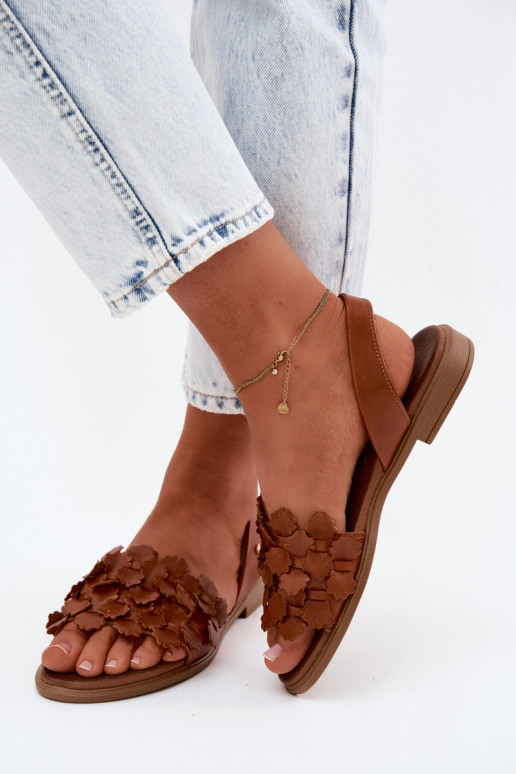 Sandales pour femmes à talons larges Zazoo 40468 en brun