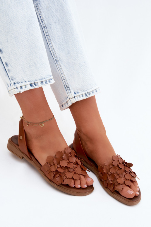 Sandales pour femmes à talons larges Zazoo 40468 en brun