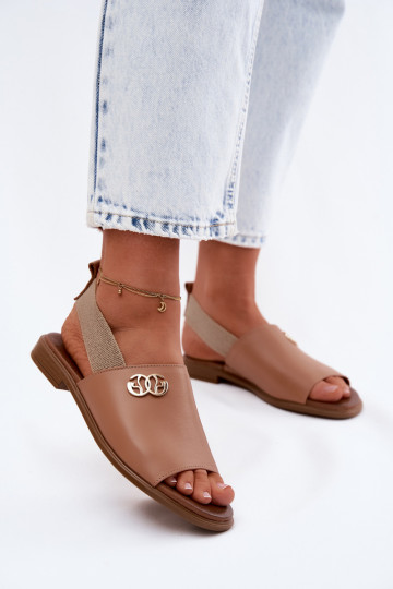 Sandales pour femmes dorées avec détails Zazoo 40473 en brun 2