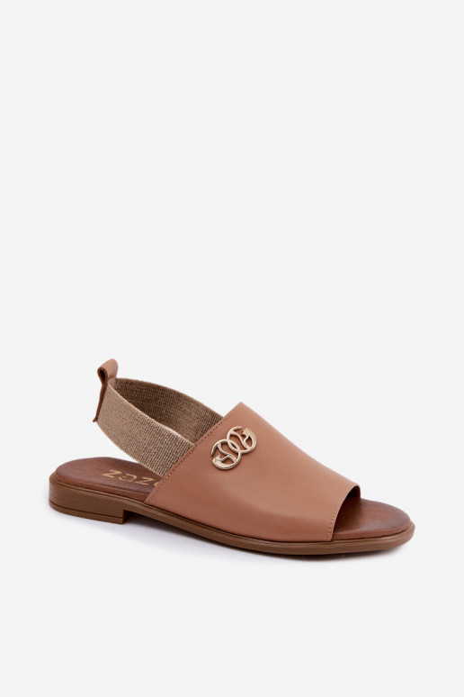 Sandales pour femmes dorées avec détails Zazoo 40473 en brun