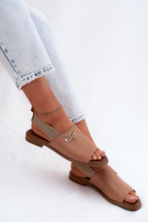 Sandales pour femmes dorées avec détails Zazoo 40473 en brun