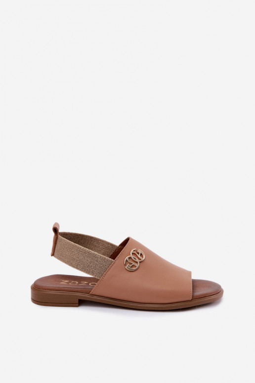 Sandales pour femmes dorées avec détails Zazoo 40473 en brun