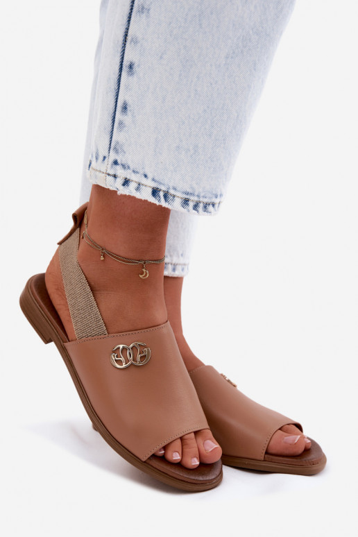 Sandales pour femmes dorées avec détails Zazoo 40473 en brun