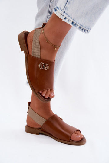 Sandales pour femmes dorées avec détails Zazoo 40473 en brun