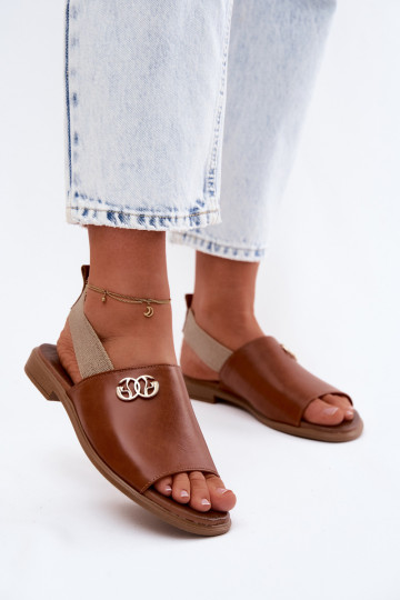 Sandales pour femmes dorées avec détails Zazoo 40473 en brun 2