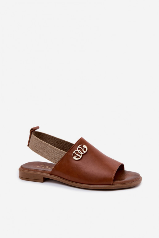 Sandales pour femmes dorées avec détails Zazoo 40473 en brun