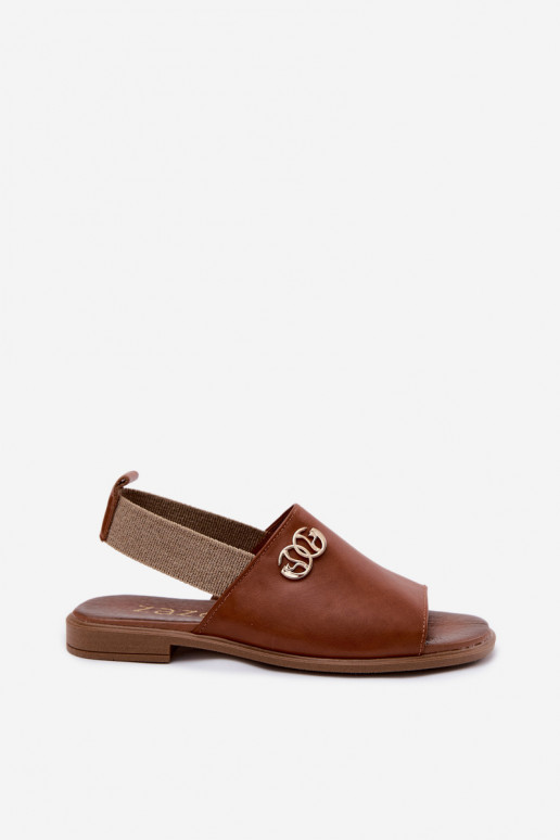 Sandales pour femmes dorées avec détails Zazoo 40473 en brun
