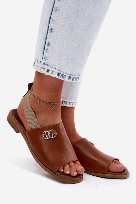 Sandales pour femmes dorées avec détails Zazoo 40473 en brun