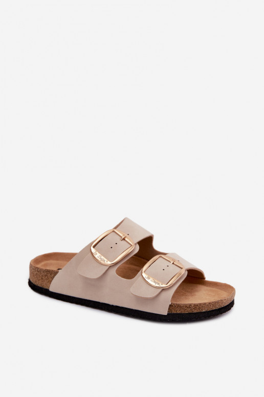 Chaussons pour femmes à semelle en liège avec boucles Lee Cooper LCIN-26-35-4454L en sable