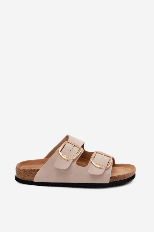 Chaussons pour femmes à semelle en liège avec boucles Lee Cooper LCIN-26-35-4454L en sable