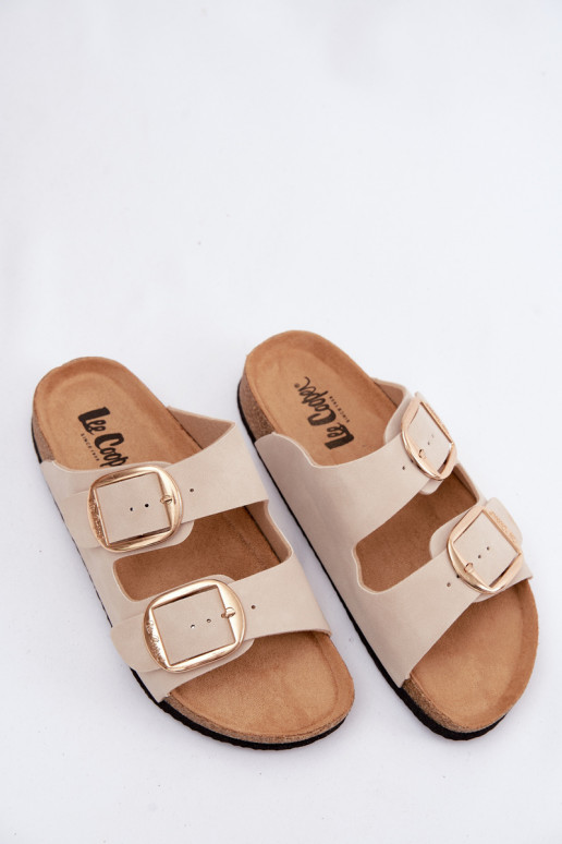 Pantoufles pour femmes Sur une semelle en liège avec boucles Lee Cooper LCDANS-26-35-4454L beige