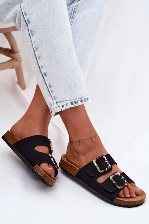 Pantoufles pour femmes avec boucles Lee Cooper LCDANS-26-35-4450L couleur noire