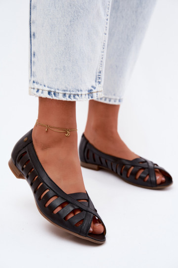 Peau Ballerines ajourées Il fautciejka P7540-01 couleur noire 2