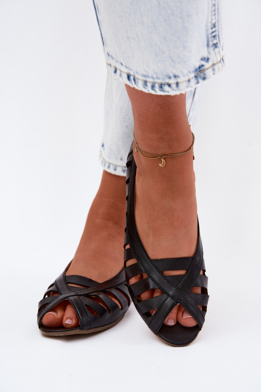 Peau Ballerines ajourées Il fautciejka P7540-01 couleur noire