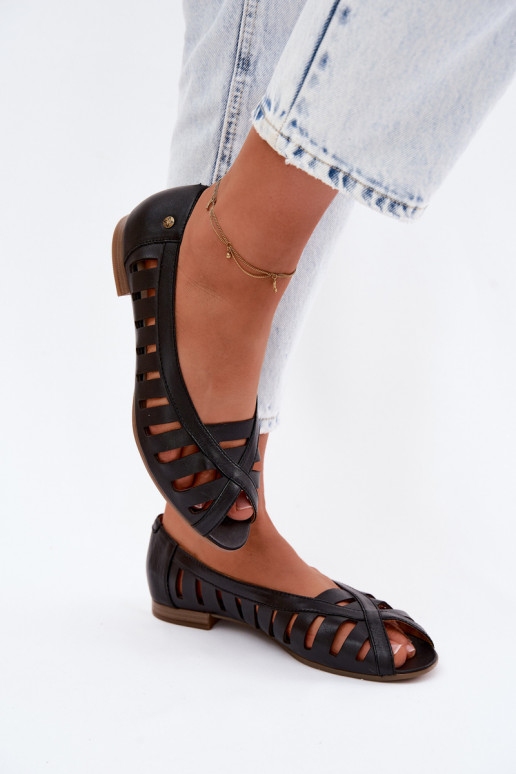 Peau Ballerines ajourées Il fautciejka P7540-01 couleur noire