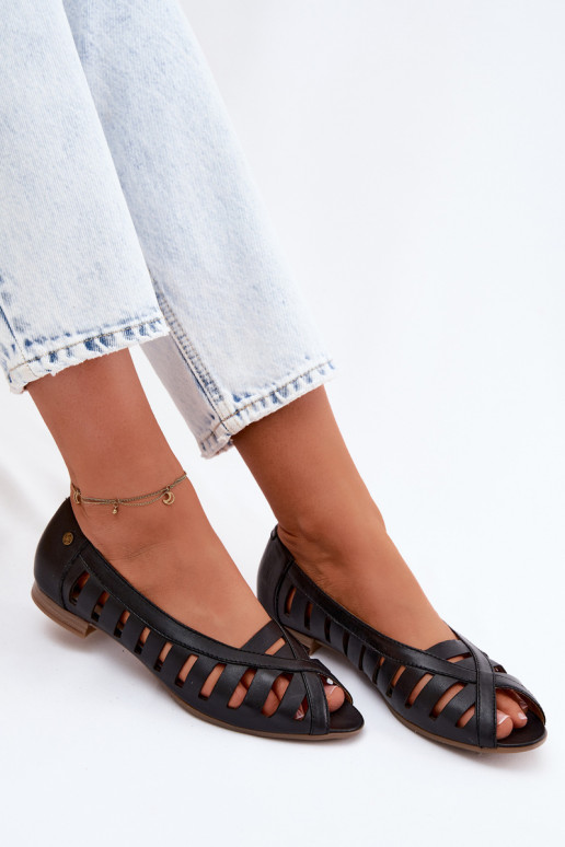 Peau Ballerines ajourées Il fautciejka P7540-01 couleur noire
