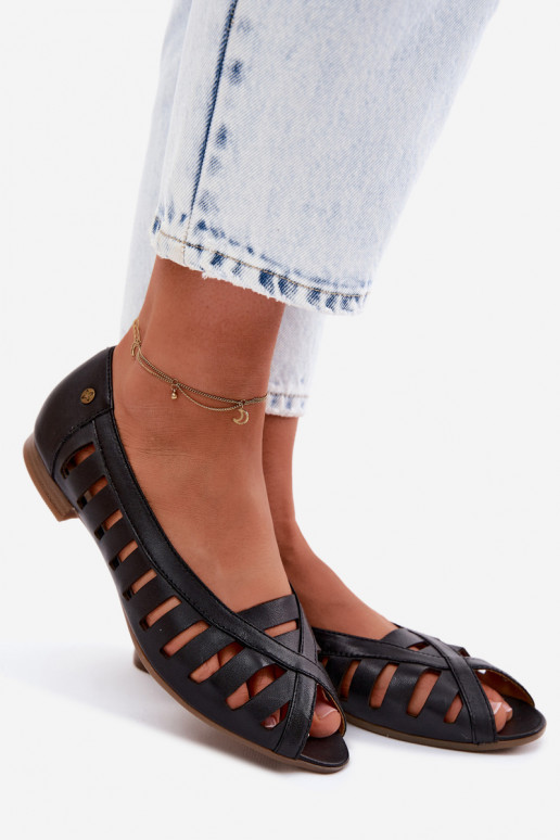 Peau Ballerines ajourées Il fautciejka P7540-01 couleur noire