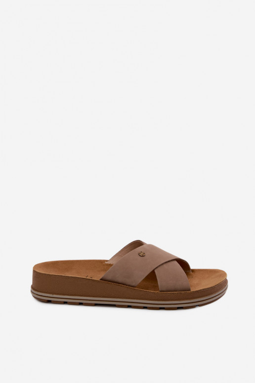 Chaussons pour femmes en suédine Tai turiciejka P7504-04 couleur sable
