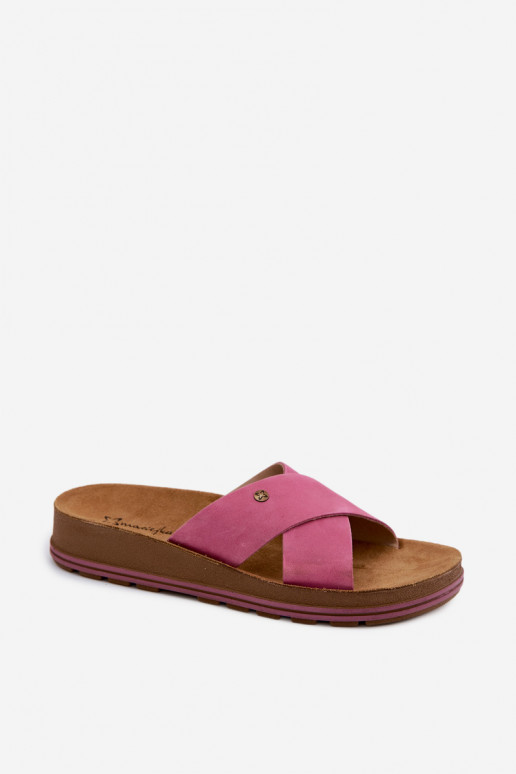 Chaussons pour femmes en suédine Tai turiciejka P7504-15 rose