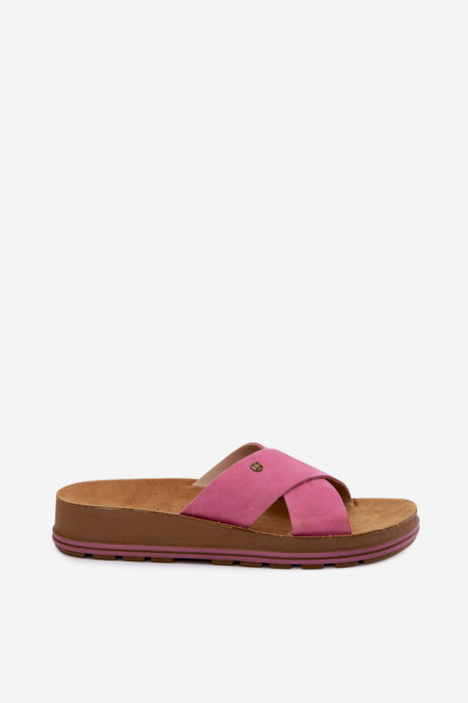 Chaussons pour femmes en suédine Tai turiciejka P7504-15 rose