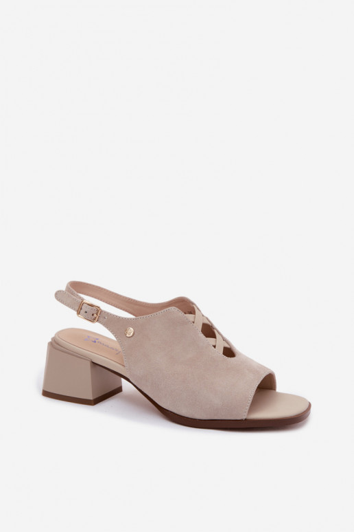Sandales avec talons en suédine Tai turiciejka K7521-22 ivoire
