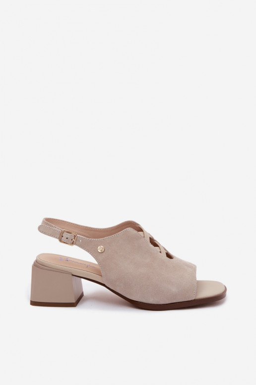 Sandales avec talons en suédine Tai turiciejka K7521-22 ivoire