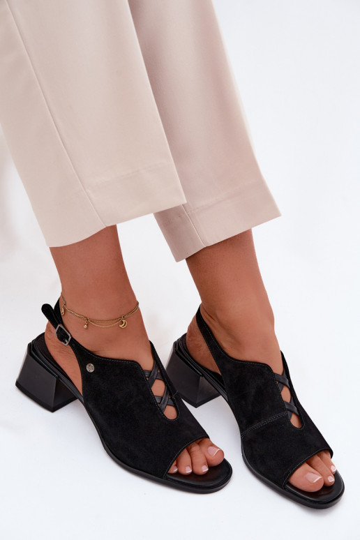 des sandalesActivéturalnego en daimu avec des talons Il fautciejka K7521-01 couleur noire