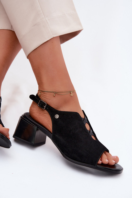 Sandales avec talons en suédine Tai turiciejka K7521-01 noir
