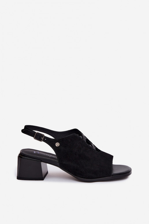 Sandales avec talons en suédine Tai turiciejka K7521-01 noir