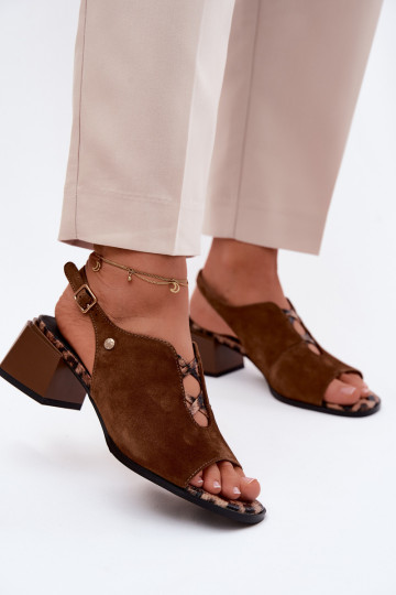 Sandales avec talons en suédine Tai turiciejka K7521-14 marron