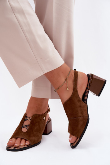 Sandales avec talons en suédine Tai turiciejka K7521-14 marron 2