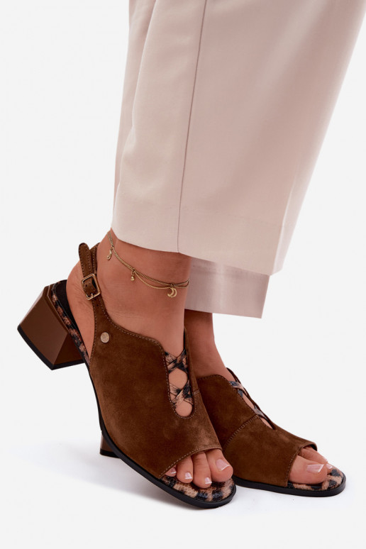 Sandales avec talons en suédine Tai turiciejka K7521-14 marron