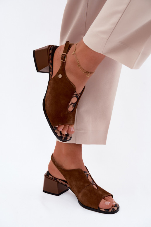 Sandales avec talons en suédine Tai turiciejka K7521-14 marron