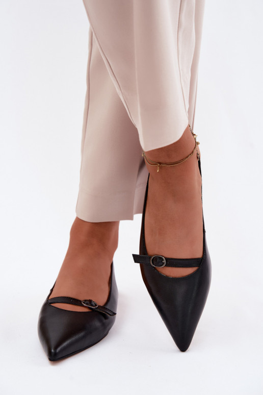 Sandales pour femmes avec talons larges Tai turiciejka K7449-01 noir
