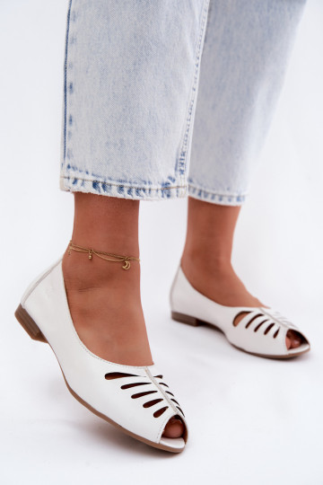 Ballerines ajouréesActivéturalnej Skóry Il fautciejka P7541-11 couleur blanche