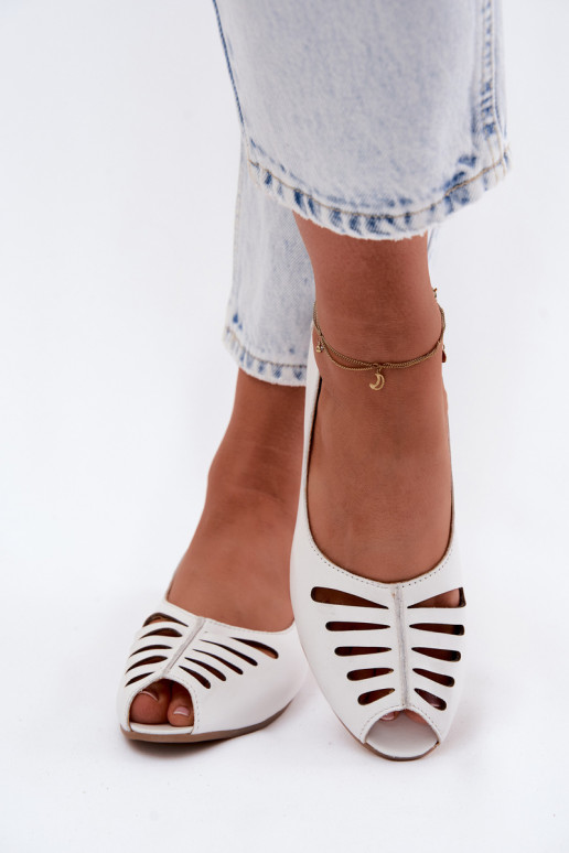 Ballerines ajouréesActivéturalnej Skóry Il fautciejka P7541-11 couleur blanche