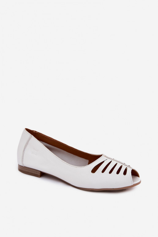 Ballerines ajourées en simili cuir Tai turiciejka P7541-11 blanches