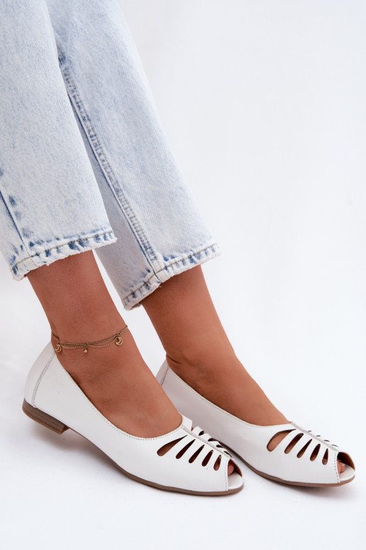 Ballerines ajourées en simili cuir Tai turiciejka P7541-11 blanches