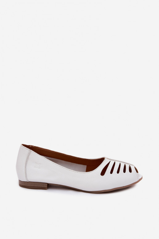 Ballerines ajourées en simili cuir Tai turiciejka P7541-11 blanches