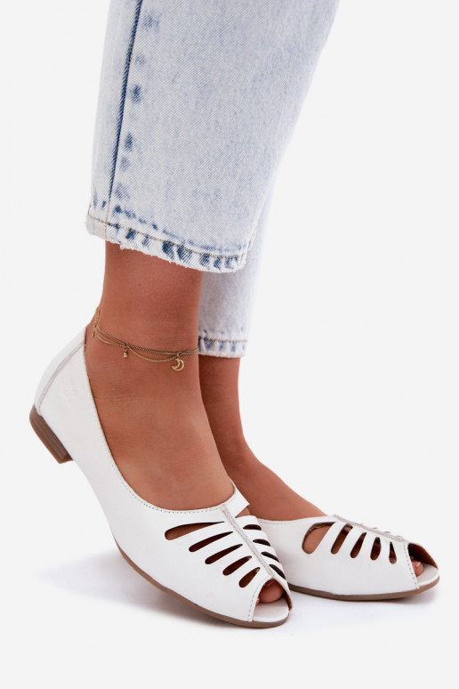 Ballerines ajourées en simili cuir Tai turiciejka P7541-11 blanches
