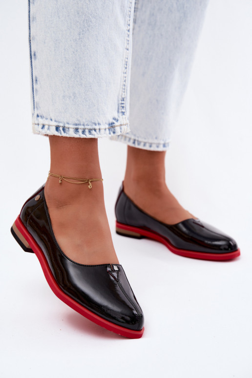Peau Ballerines laquées Il fautciejka K7463-01 couleur noire