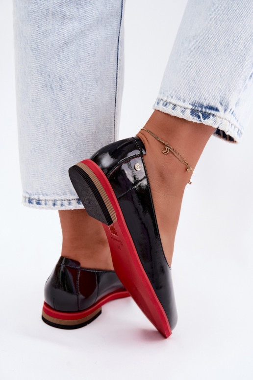 Peau Ballerines laquées Il fautciejka K7463-01 couleur noire