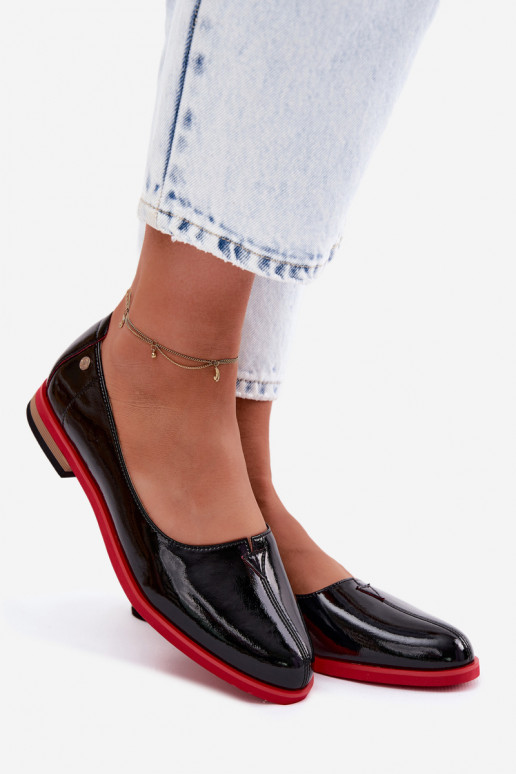 Peau Ballerines laquées Il fautciejka K7463-01 couleur noire