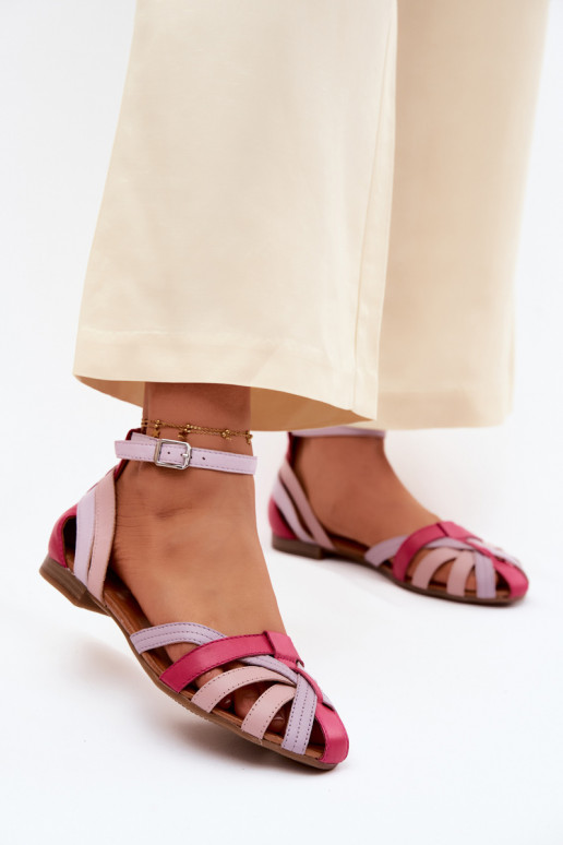 Sandales pour femmes avec talons larges et brides Tai turiciejka P7539-15 rose-violet