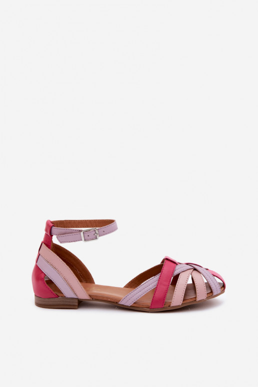 Sandales pour femmes avec talons larges et brides Tai turiciejka P7539-15 rose-violet